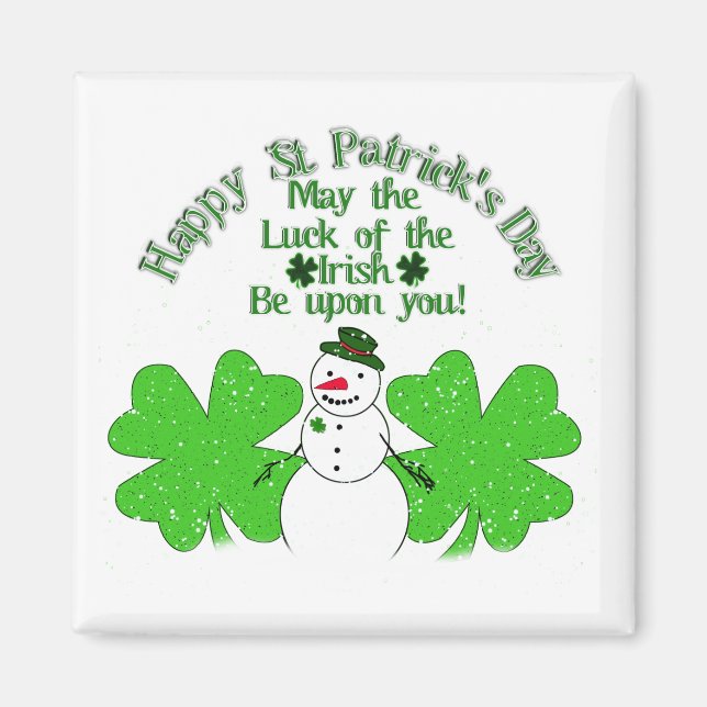Doubly Lucky Snowman Magnet (Front)