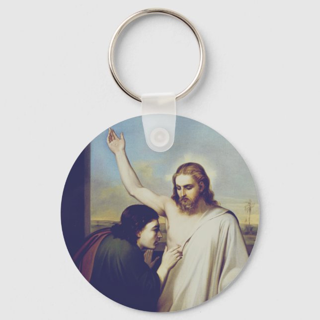 Doubting Saint Thomas by Silvestro Lega Key Ring (Front)