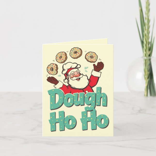 Dough Ho Ho – Funny Christmas Donut Pun  Card (Front)