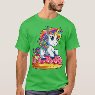 Doughnicorn Unicorn Doughnut Girls Kids Rainbow Sq T-Shirt