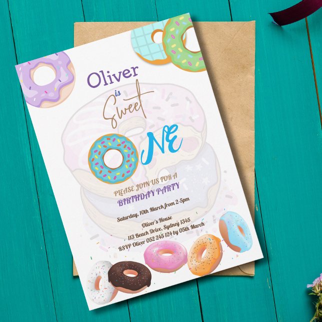 Doughnut 1st birthday boy  invitation (Creator Uploaded)