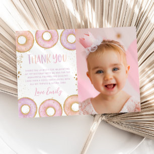 Doughnut 1st Birthday Flat Thank You Card