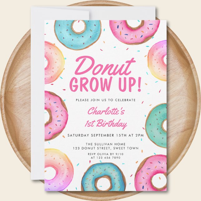 Doughnut 1st Birthday Invitation Girl's Doughnut G (Creator Uploaded)