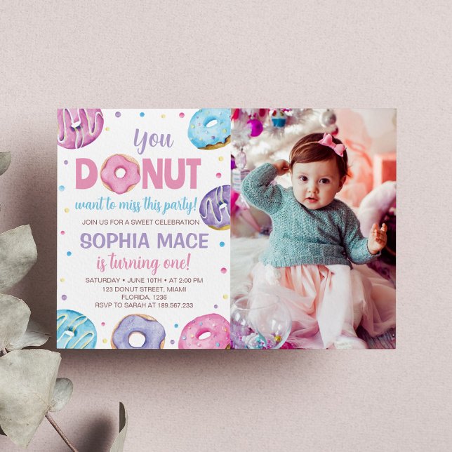 Doughnut 1st Birthday Invitation Sweet One (Creator Uploaded)
