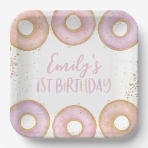 Doughnut 1st Birthday Personalised Party Paper Pla Plate