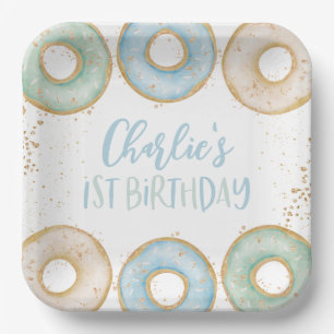 Doughnut 1st Birthday Personalised Party Paper Pla Plate