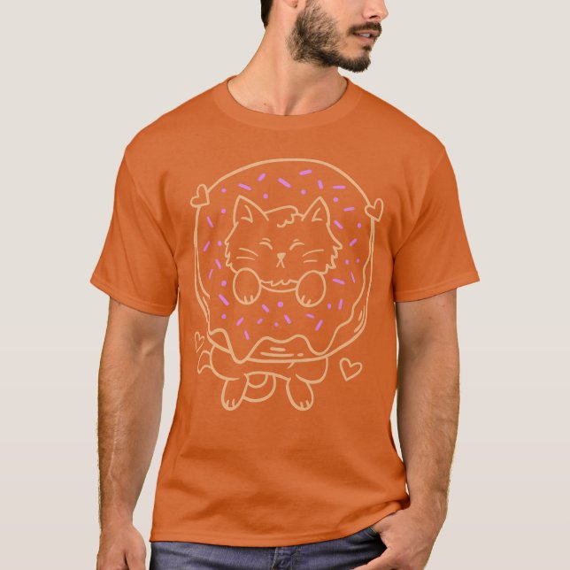 Doughnut and Cat funny T-Shirt (Front)