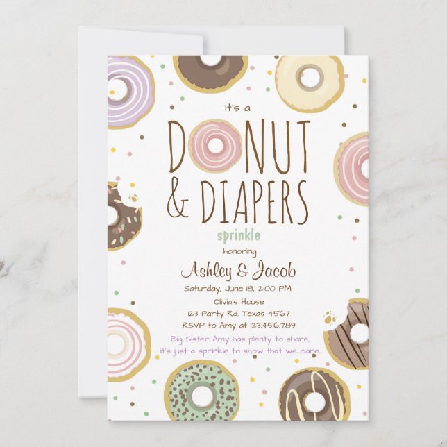 Doughnut and Diapers Sprinkle invite Girl Coed sho (Front)