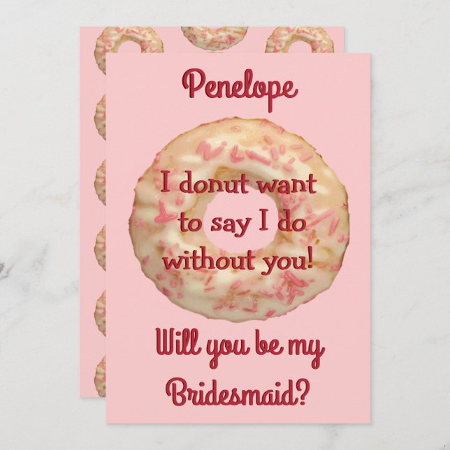 Doughnut and Pink Sprinkles Will You be my Bridesm Invitation (Front/Back)