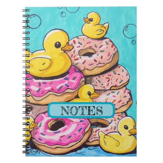 Doughnut and Rubber Ducks Illustrated Spiral Noteb Notebook (Front)