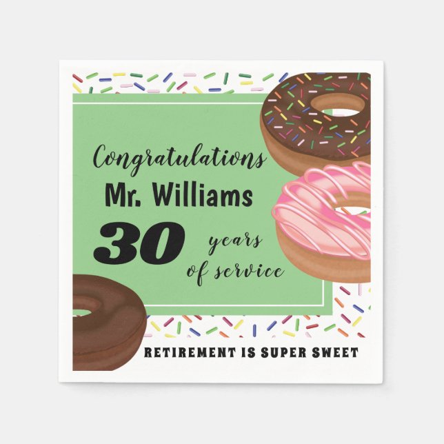 Doughnut and Sprinkles Retirement Party Napkin (Front)