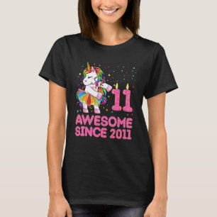 Doughnut Awesome Since 2011 11th Birthday Flossing T-Shirt