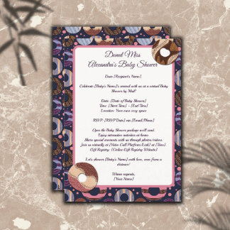 Doughnut Baby Girl Purple Shower by Mail Invitation