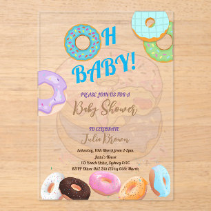 Doughnut Baby Shower boy Acrylic Invitations