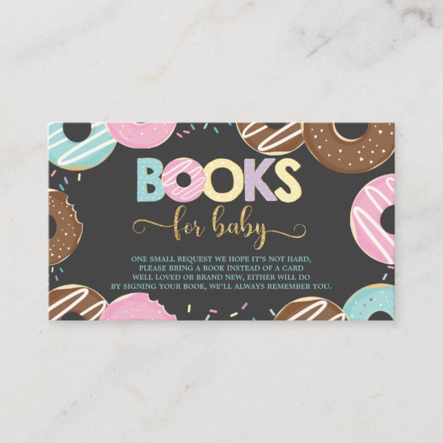 Doughnut Baby Shower Doughnut Girl Bring a Book Enclosure Card (Front)