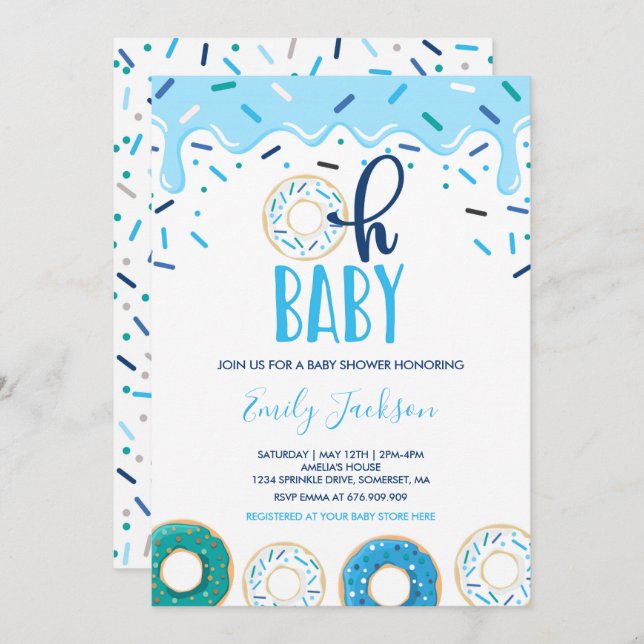 Doughnut Baby Shower Invitation Oh Baby Doughnut S (Front/Back)