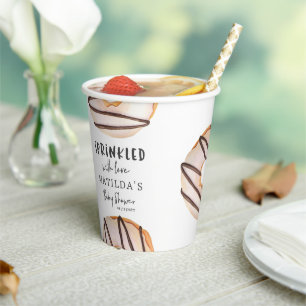 doughnut baby shower natural beige cute party deco paper cups