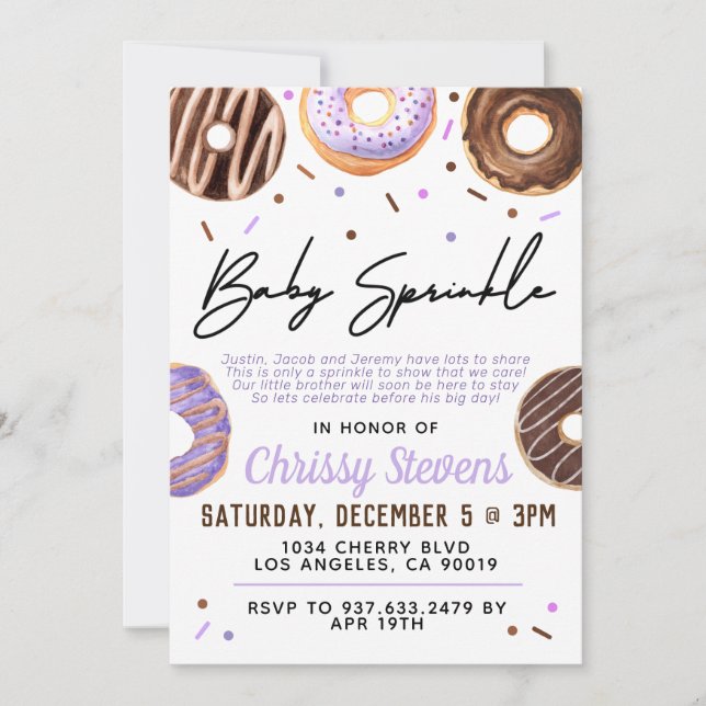 Doughnut Baby Sprinkle Baby Shower Invitation (Front)