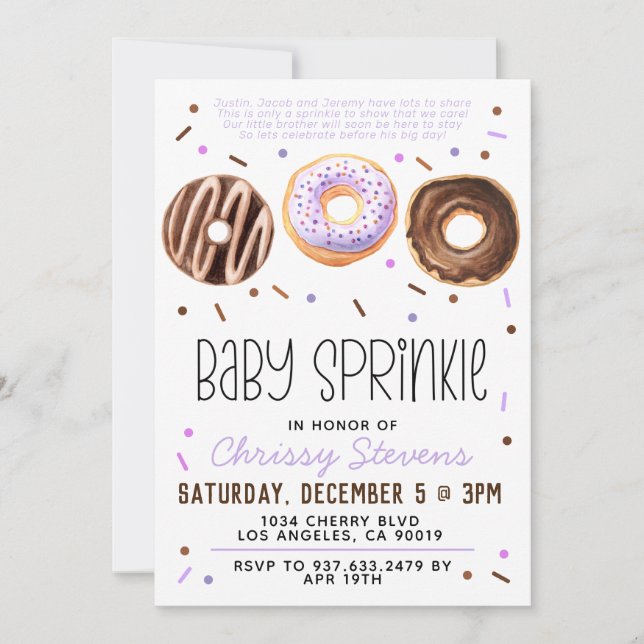 Doughnut Baby Sprinkle Baby Shower Invitation (Front)