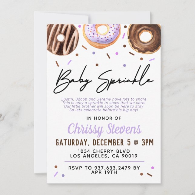 Doughnut Baby Sprinkle Baby Shower Invitation (Front)