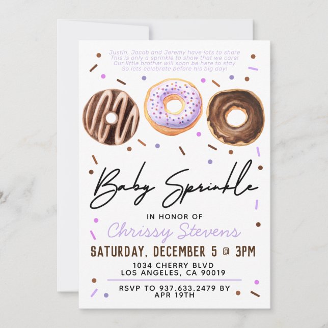 Doughnut Baby Sprinkle Baby Shower Invitation (Front)