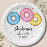 Doughnut Baby Sprinkle Baby Shower Paper Plate<br><div class="desc">These cute baby sprinkle paper plates are decorated with watercolor doughnuts in pink,  blue,  and yellow.
Perfect for a gender-neutral baby celebration.
Easily customisable.
Because we create our artwork you won't find this exact image from other designers.
Original Watercolor © Michele Davies.</div>