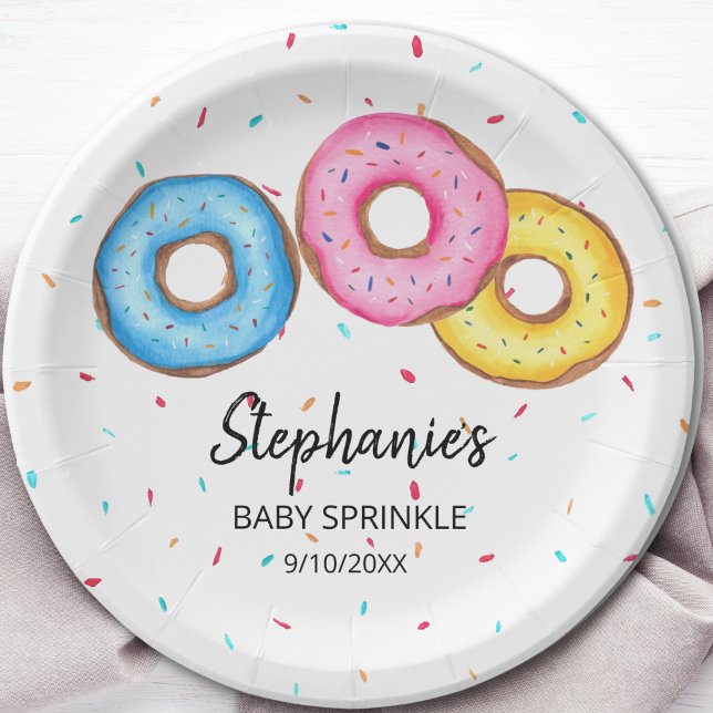 Doughnut Baby Sprinkle Baby Shower Paper Plate (Creator Uploaded)