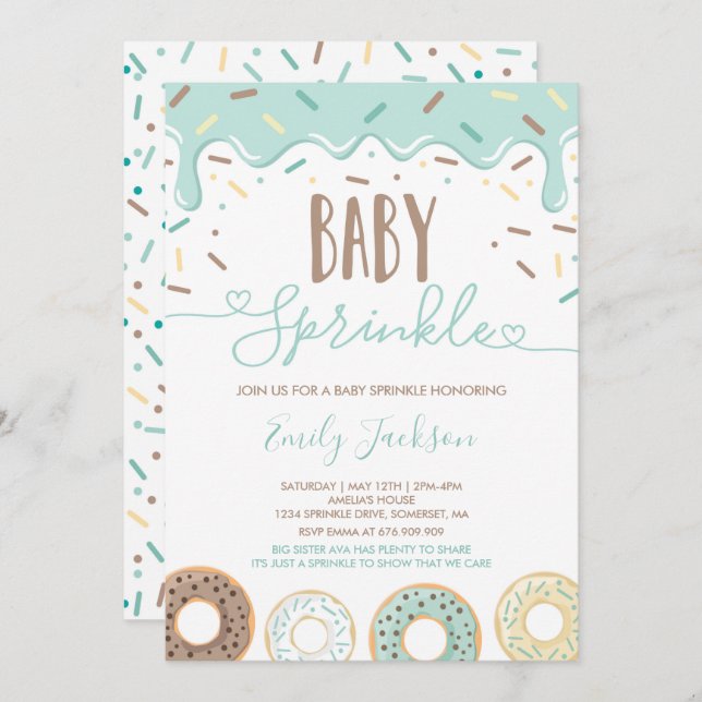 Doughnut Baby Sprinkle Invitation Sprinkled With L (Front/Back)