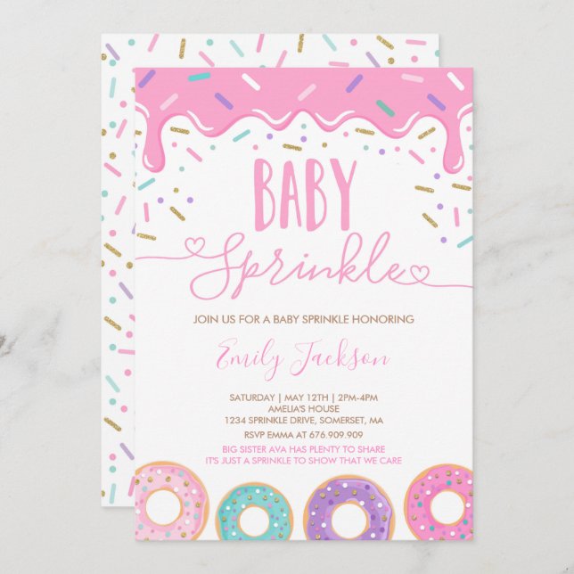 Doughnut Baby Sprinkle Invitation Sprinkled With L (Front/Back)