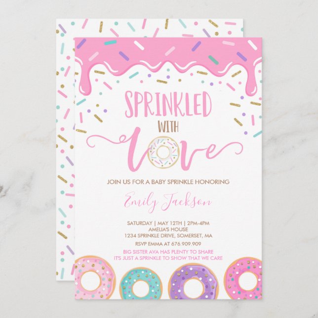 Doughnut Baby Sprinkle Invitation Sprinkled With L (Front/Back)