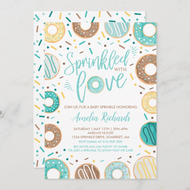 Doughnut Baby Sprinkle Invitation Sprinkled With L (Front/Back)