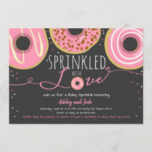 Doughnut Baby Sprinkle Pink Doughnut Girl Sprinkle Invitation