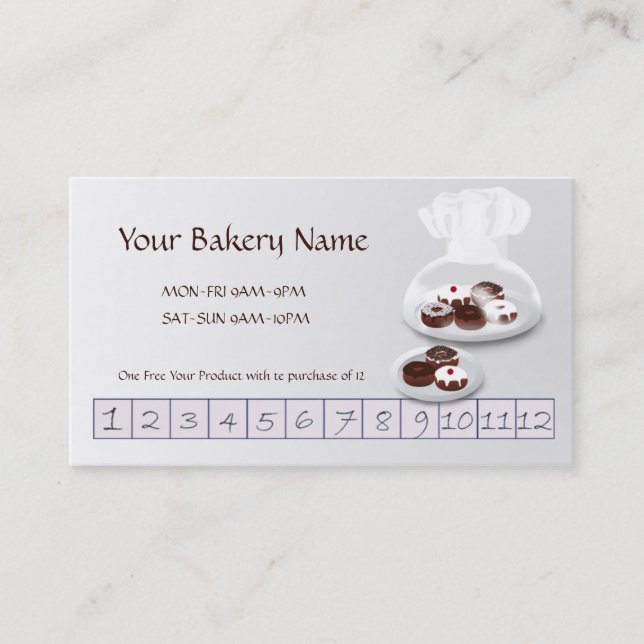 Doughnut Bakery Baker Shop Custom Customer Loyalty Card (Front)