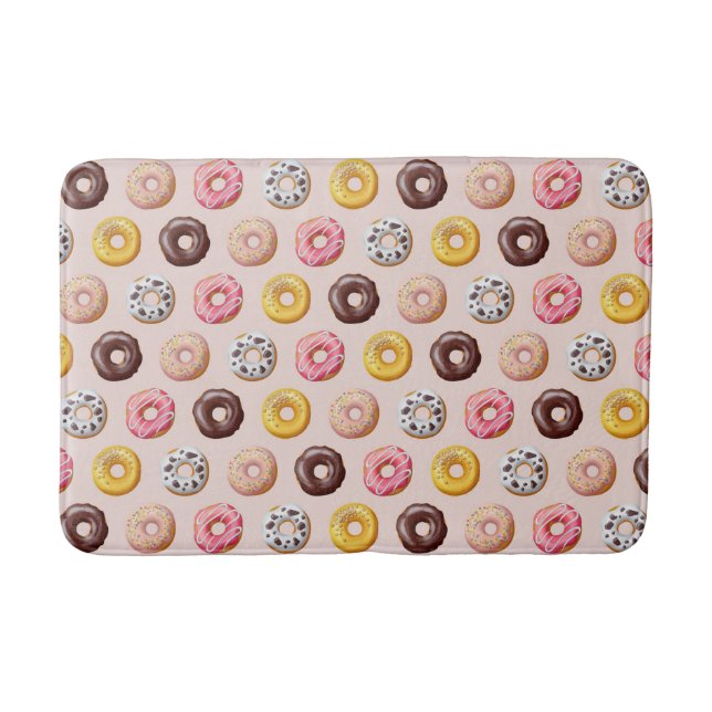 Doughnut Bakery Shop Pattern Bath Mat (Front)