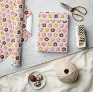 Doughnut Bakery Shop Pattern Wrapping Paper