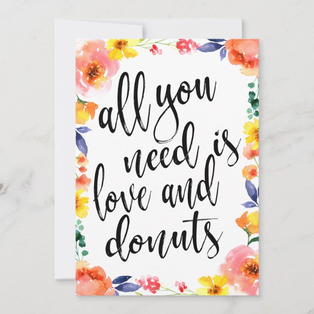 Doughnut bar affordable boho floral wedding sign (Front)