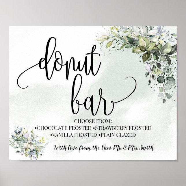 Doughnut bar party wedding reception eucalyptus gr poster (Front)