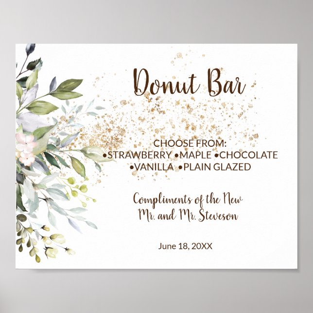 Doughnut Bar Sweets Table Wedding Herbal Sign (Front)