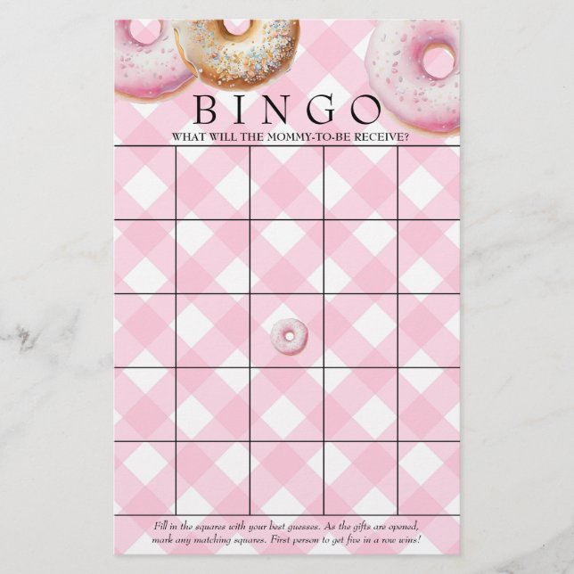 Doughnut | Bingo | Baby Shower Games (Front)