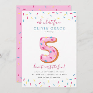 Doughnut Birthday Celebration   Five Invitation