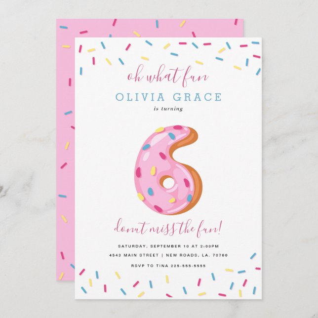 Doughnut Birthday Celebration | Six Invitation (Front/Back)