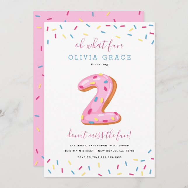 Doughnut Birthday Celebration | Two Invitation (Front/Back)