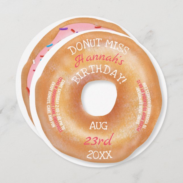 Doughnut Birthday | Cute Frosting Sprinkles Doughn Invitation (Front/Back)