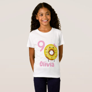 Doughnut Birthday Girl Shirt Personalised with Nam