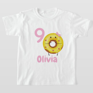 Doughnut Birthday Girl Shirt Personalised with Nam