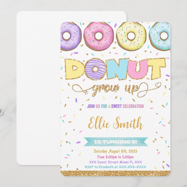 Doughnut Birthday Invitation (Front/Back)