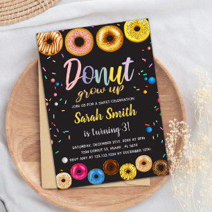 Doughnut Birthday Invitation, Doughnut invitation