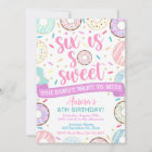 Doughnut Birthday Invitation, Six is Sweet Invitat