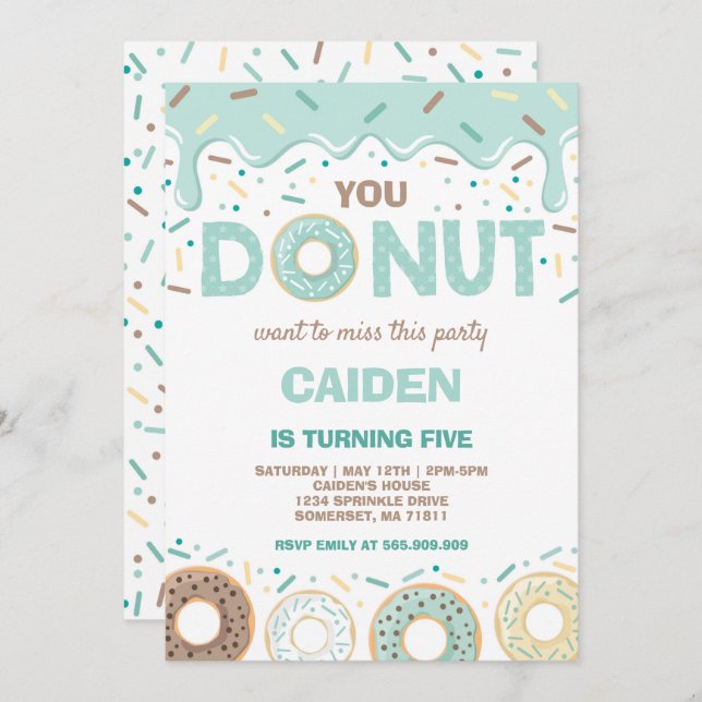 Doughnut Birthday Invite You Doughnut Want To Miss (Front/Back)