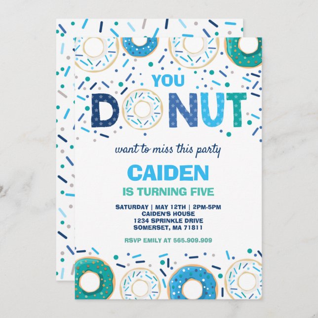 Doughnut Birthday Invite You Doughnut Want To Miss (Front/Back)